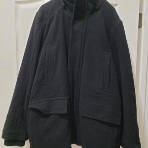 Tommy Hilfiger Navy Men's wool jacket, long style, 34" hooded